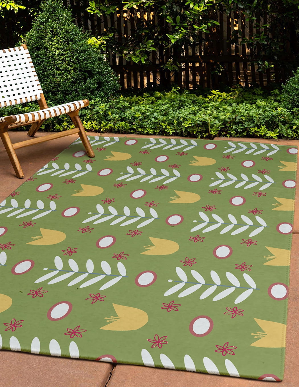 4' x 6' Simply Daisy Spring Garden Scandinavian Chenille Area Rug, Apple Green