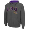 thumbnail image 2 of Men's Colosseum Charcoal LSU Tigers Arch & Logo 3.0 Full-Zip Hoodie, 2 of 3