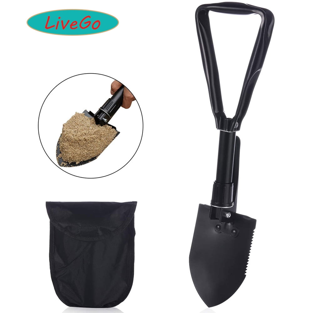 Portable Multi Purpose Folding Survival Shovel Collapsible Pouch Clears Snow New 