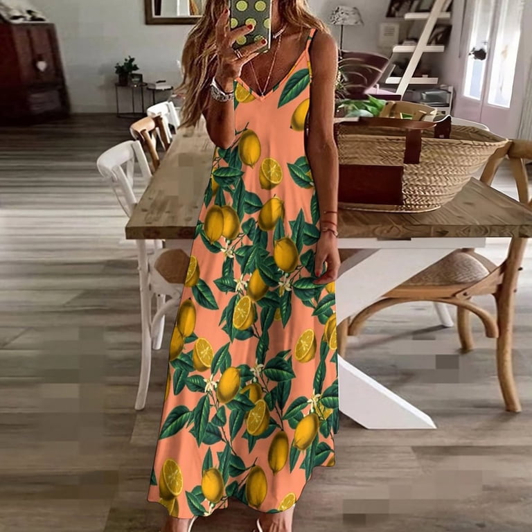 Lemon and Leaf Sleeveless Dress prom dress summer dresses ladies women  dresses - Walmart.com