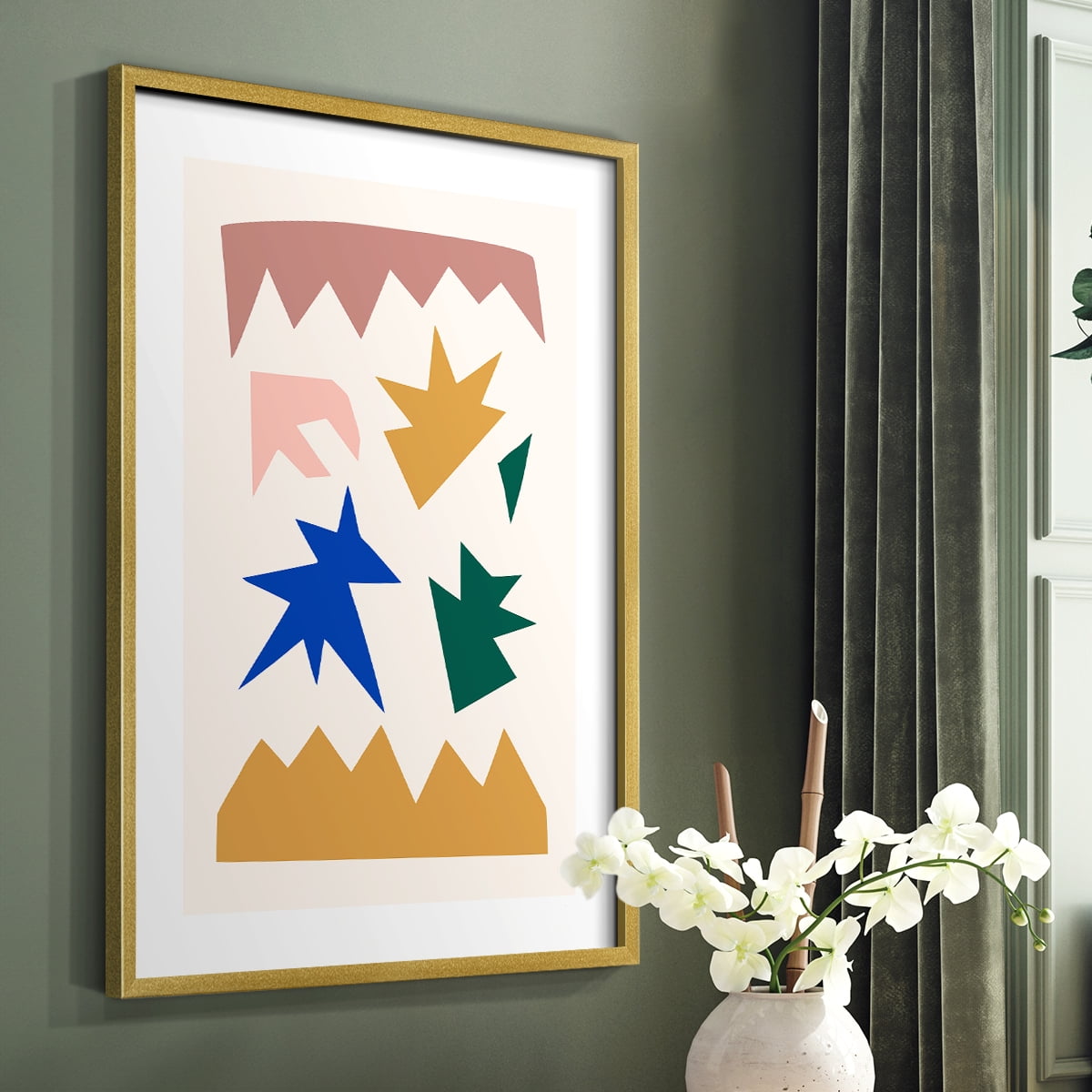 Matisse CDLXVIII in Gold Solid Wood Framed Print No Nail Hanging