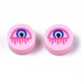 thumbnail image 2 of Handmade Polymer Clay Beads Flat Round with Pearl Pink 9.5~10x4.5mm Hole: 1.6mm, 2 of 3