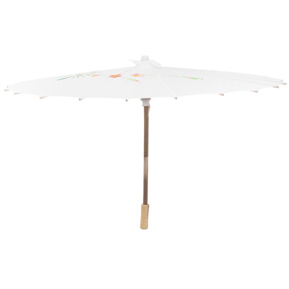 MLINS  Classical Flower Umbrella Dance Umbrellas Parasol Prop Wedding Decor Women's White
