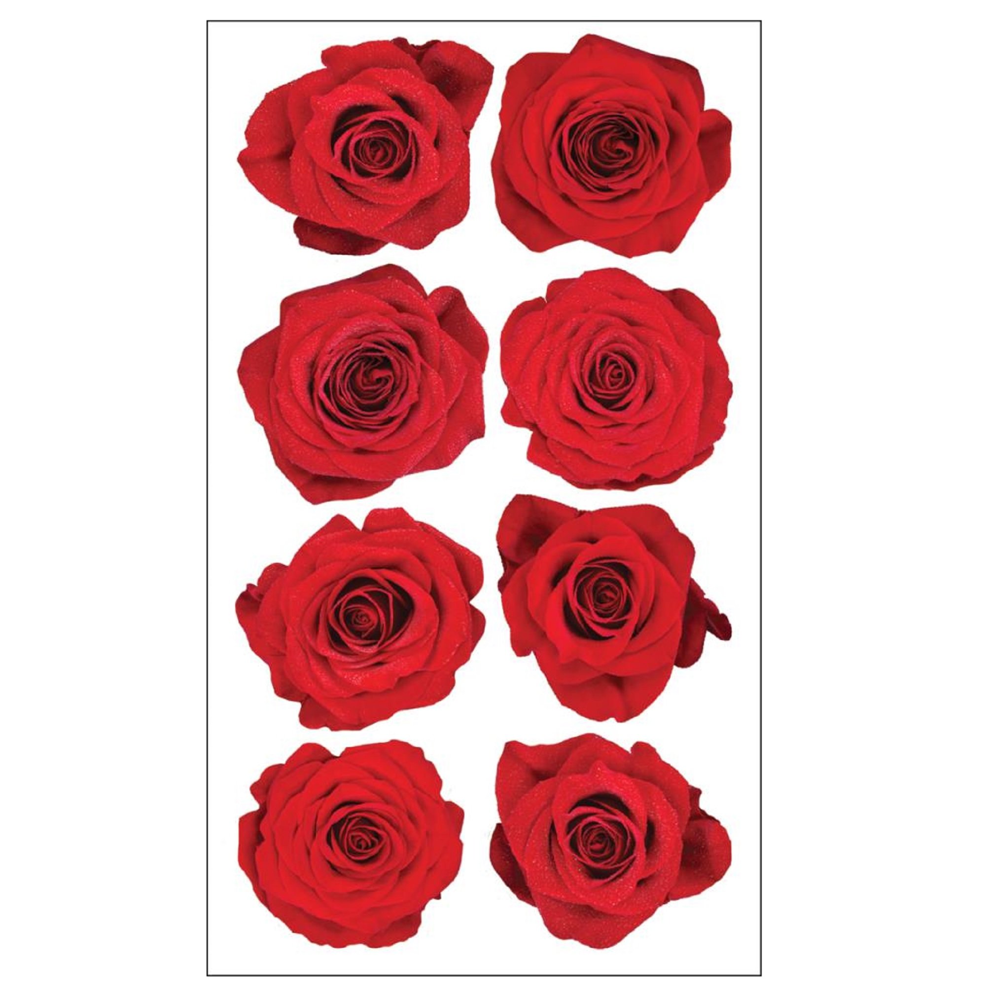 Red Roses Stickers Includes 8 Stickers (1 1/2 Inch Sized Stickers