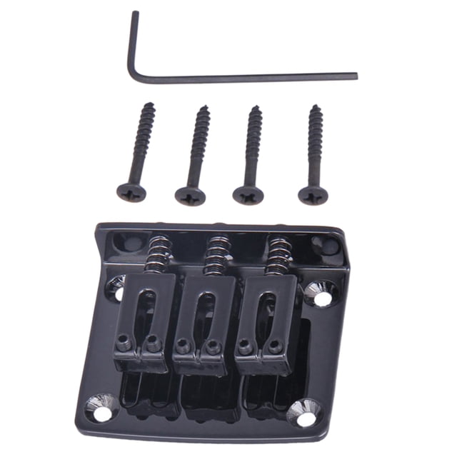 Montaje de sillines de Puente de guitarra eléctrica Yuyangstore de 3 cuerdas con herramienta de Tornillos y 4 llaves Negro