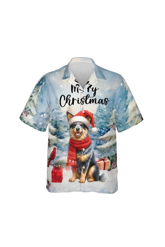 Merry Christmas Australian Cattle Dog Enjoys Woofmas Winter Xmas Holiday Hawaiian Shirt Breathable Summer Unisex Merch Heeler Lover Gifts - 02022