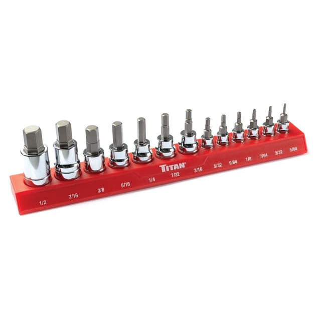 Set de brocas hexagonales SAE de 13 piezas Titan 85530 con organizador