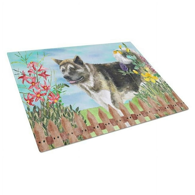 Carolines Treasures CK1231LCB American Akita Spring Glass Cutting Board, Large