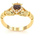 thumbnail image 5 of Claddagh Garnet Diamond Ring In Solid 14k Yellow Gold, 5 of 6