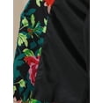 thumbnail image 5 of DARING DIVA Women's Notched Lapel Work Crop Blazer M Black Green Pink-Floral, 5 of 5