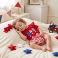 thumbnail image 2 of Wxirdiow 4th of July Little Girl Clothes Infant Newborn Baby Girl 4th of July Outfits Letter Romper Tutu Bloomers Shorts Set First Fourth of July Set Red Size,6-12 Months, 2 of 5