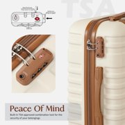 Coolife 3 Piece Luggage Set Carry On Suitcase with Hardside Durable TSA Lock Spinner Wheels (Apricot White, DB/TB/20)