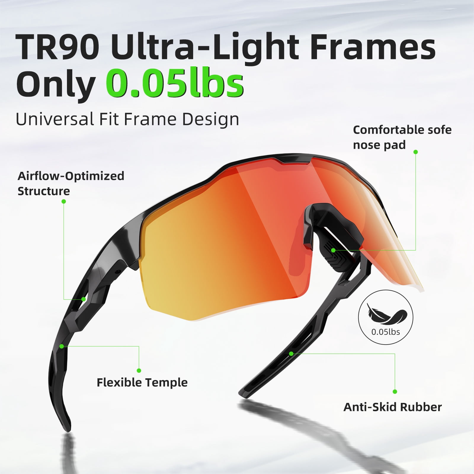 HAAYOT Polarized Sports Sunglasses for Men Women UV Protection Baseball Cycling Running Driving Fishing Glasses