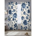 thumbnail image 2 of Navy Blue Floral Sheer Curtains 84 Inch Length 2 Panels Set, Spring Retro Botanical Flowers Voile Window Treatment Rod Pocket Curtains Sheers Drapes for Bedroom/Living Room/Kitchen 52"x84"x2, 2 of 7