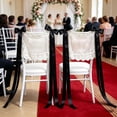 thumbnail image 4 of 2 Pcs Sweetheart Table Chair Decor 17.72 x 13 Inch Set of 2 for Reception Photos, Personalized Just Married Lace Wedding Signs, Custom Sheer Mr and Mrs Chair Cover for Bride and Groom Ceremony, Black, 4 of 7