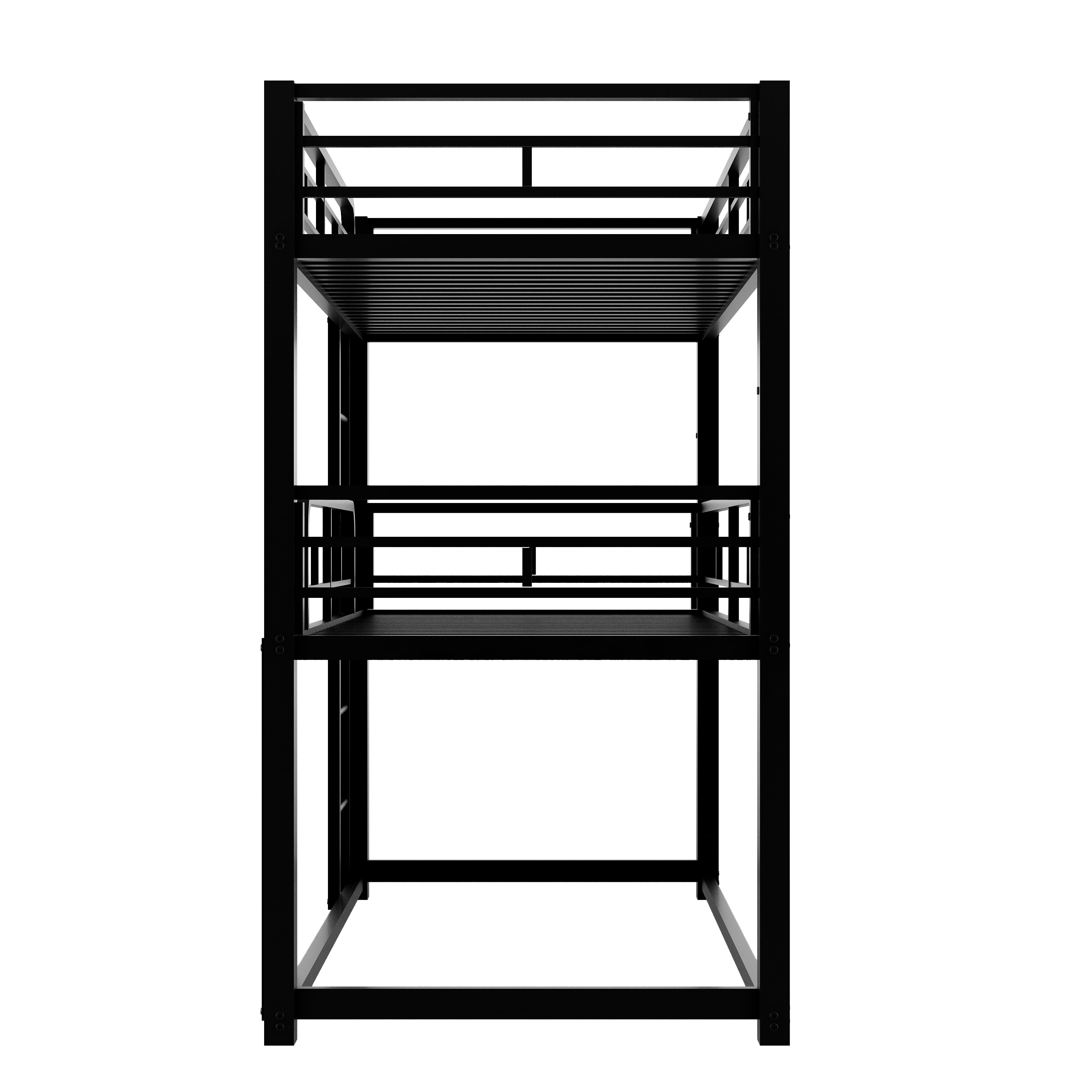 Euroco Metal Twin over Twin over Twin Bunk Bed, Triple Bed for Kids Room, 3 Twin Beds for Kids Teens Adults, Space-Saving, Black