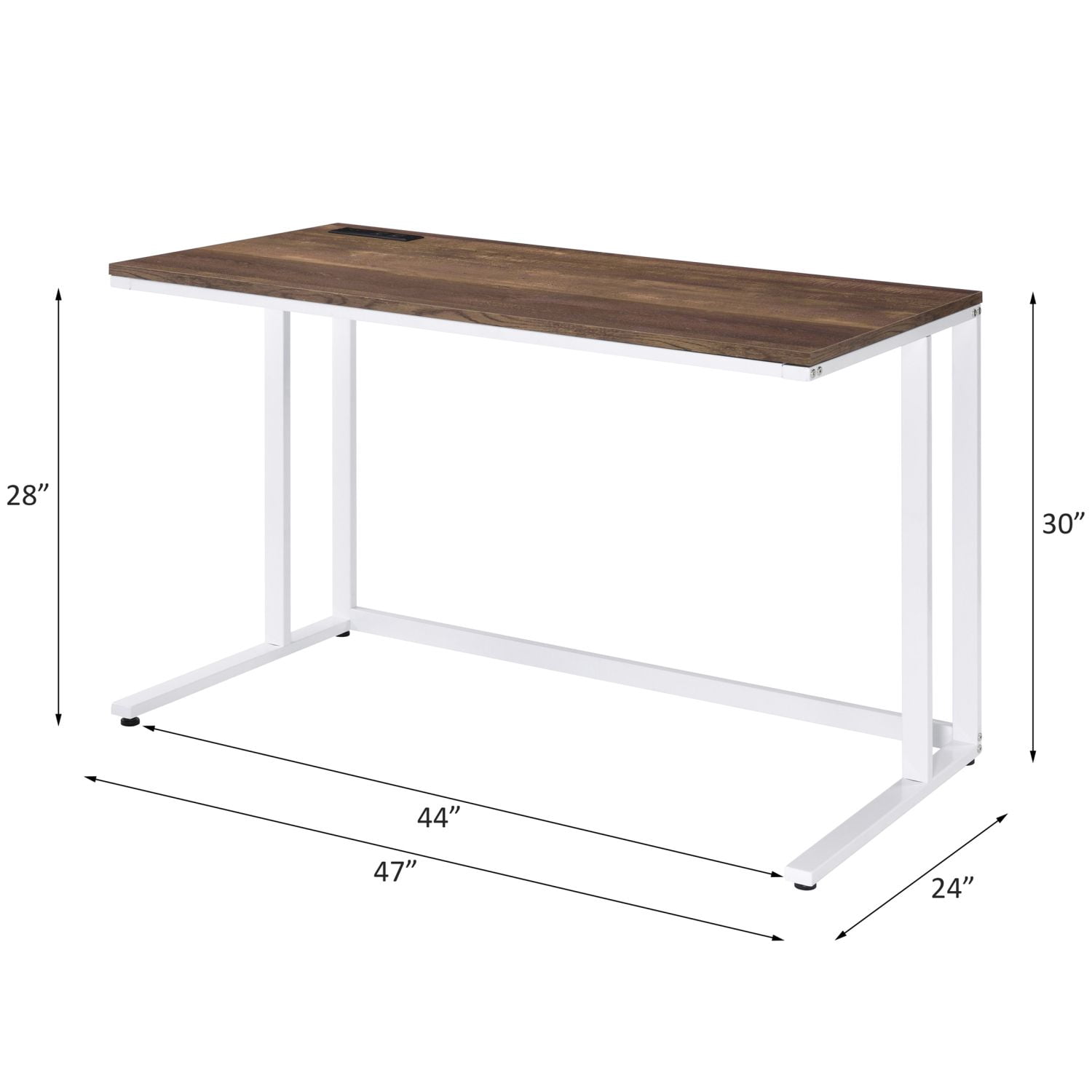 Writing Desk with USB Port and Plug, Rectangular Computer Desk with Keyboard Tray and Shelves, 47 in Work Surface for Home Office Study