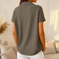 thumbnail image 3 of Bbyeadc Polo T Shirts for Women Short Sleeve Waffle Knit Collared Top Button Top Fashion Summer Spring T-Shirt,Brown (M), 3 of 5