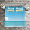 thumbnail image 3 of Ambesonne Beach Quilted Bedspread Set 3 Pcs, Relaxing Sunny Seaside, Queen Size, Sand Brown Sky Blue, 3 of 3