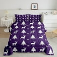thumbnail image 2 of jejeloiu Merry Christmas Bedding Comforter Set,Xmas Tree Deer Twin Comforter Sets,Purple White Snowflake Bedding Set For Girl,Red White Home Decor Reversible,2pcs, 2 of 8