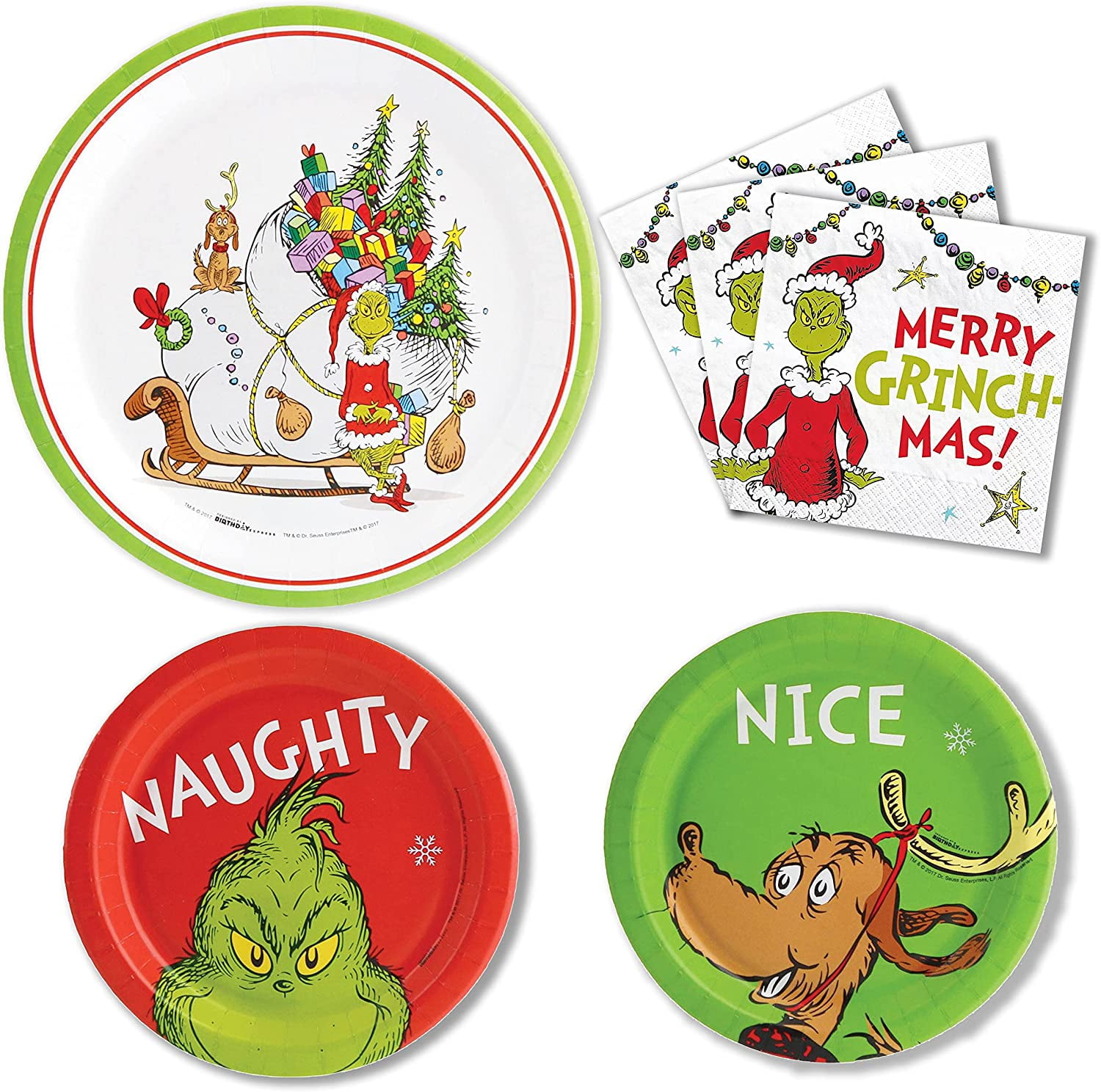 Cute Christmas Grinch Design Serving Tray*Melamine Party Platter 13 x 10" NEW! 