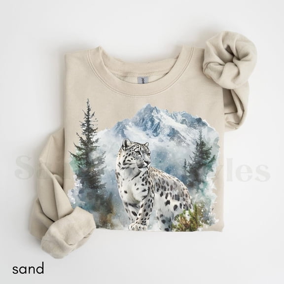 Tee Clo Snow Leopard Sweatshirt Vintage 90s Retro Wildlife Conservation Cozy Outfit, Full size S-5XL