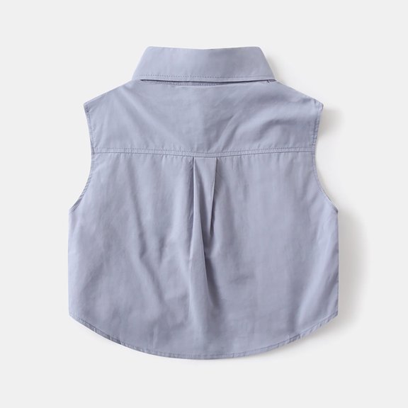 XAOFW Boys Back To School Shirts Sleeveless Lapel Collar Button Down Shirts Kids Solid Color Lightweight First Day Of School Shirts Comfortable Tops 18-24 Months