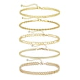 thumbnail image 1 of 5 piezas de tobilleras con cadena en capas para mujer Tobilleras minimalistas para chicas adolescentes Tobilleras de moda para mujer, 1 of 8