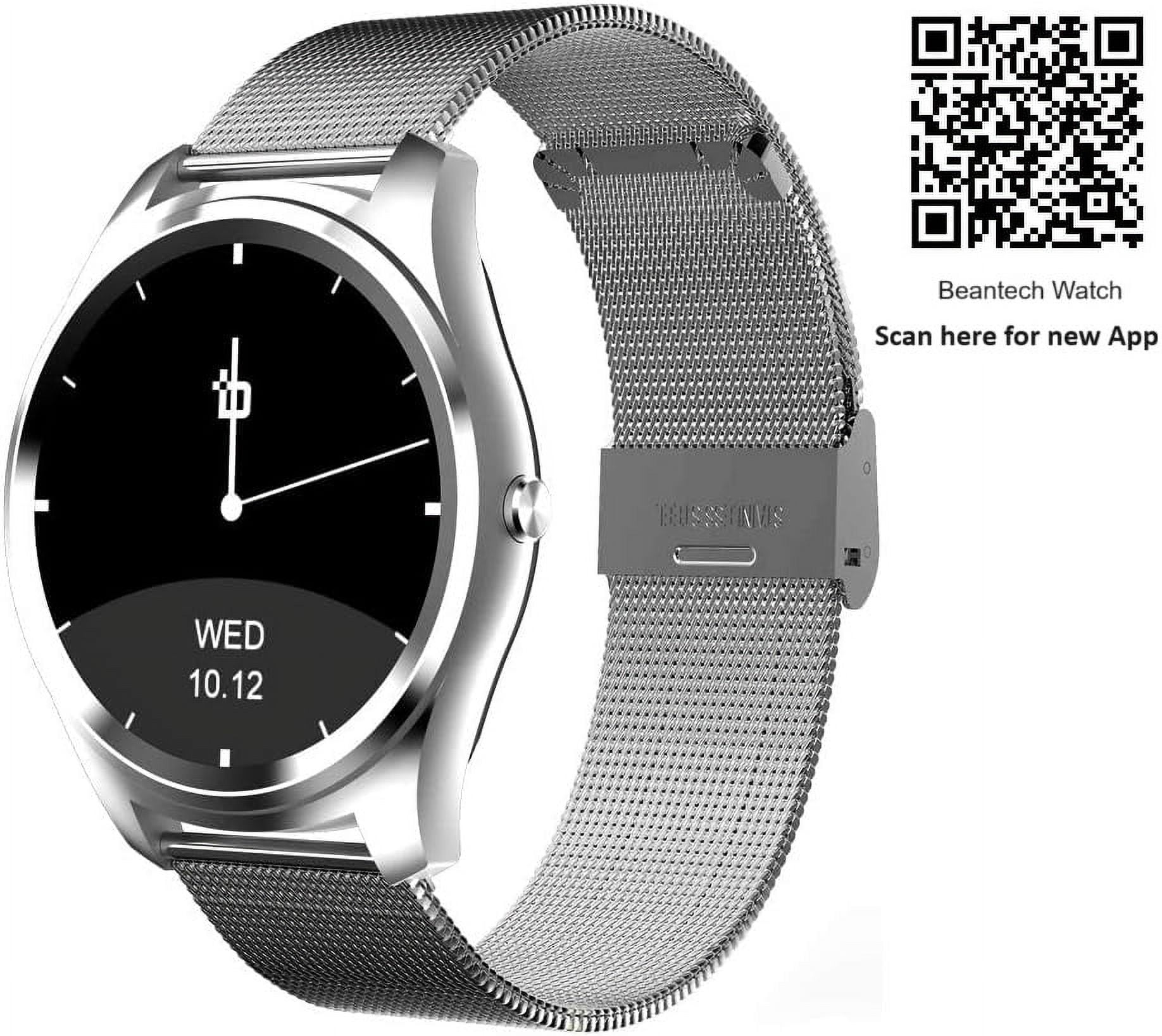 Bean Information Technology Fusion Smart Watch Compatible with Android Phones, Silver with Stainless Strap