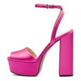 thumbnail image 2 of FSJ Women Platform Heels Ankle Strap Chunky Heeled Sandals Open Peep Toe Sexy Pumps for Wedding Party Size 11 Pink, 2 of 6