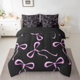 thumbnail image 2 of jejeloiu Kawaii Cute Bowknot 7-Piece Twin Bedding Sets,Chic Ribbon Bow Tie Bedding Comforter Set,Pink Black Sheet Sets For Girls,Microfiber Bedroom Decor Reversible, 2 of 8