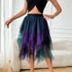 thumbnail image 2 of Falda de Alta Cintura Elástica de las Mujeres Falda Asimétrica en Capas de Cintura Alta con Diseño de Gradiente, Tela Suave Transpirable Midi Casual para el Verano, 2 of 5