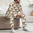 thumbnail image 7 of Logiee Retro elephants Print Mens Long Sleeve Pajama Set,Notched Collar Pajamas for Men, Men's Sleepwear,Mens Sleepwear with Pockets & Button Down-XX-Large, 7 of 7