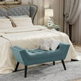 thumbnail image 4 of Andeworld Velvet Bed Bench,Upholstered Entryway Ottoman Bench Seat for Bedroom End of Bed,Footstools for Bed Room,Lake Blue, 4 of 19