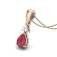 thumbnail image 2 of 7x5mm Pear Shaped Ruby Glass Filled Drop Pendant 925 Sterling Silver Rose Vermeil Women's Wedding Necklace, 2 of 3