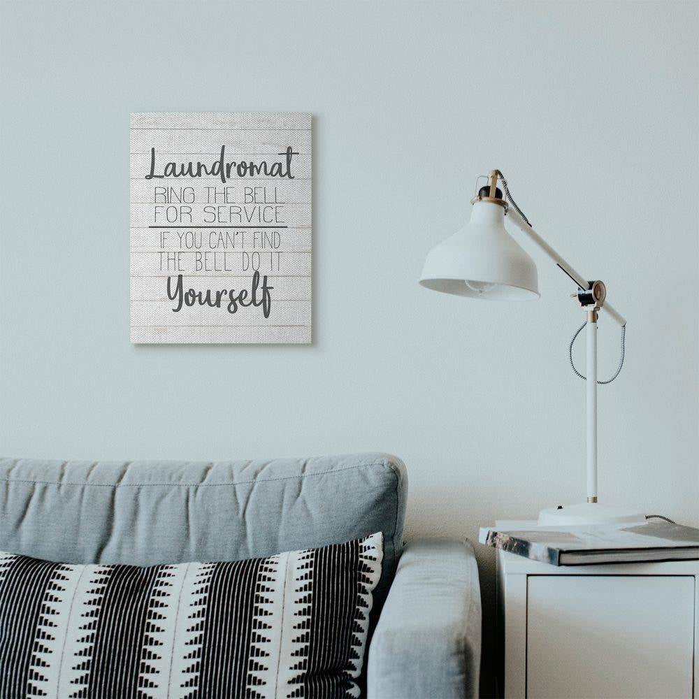 Stupell Industries Laundromat Funny Word Bathroom Laundry Black And White Design Canvas Wall Art by Kimberly Allen