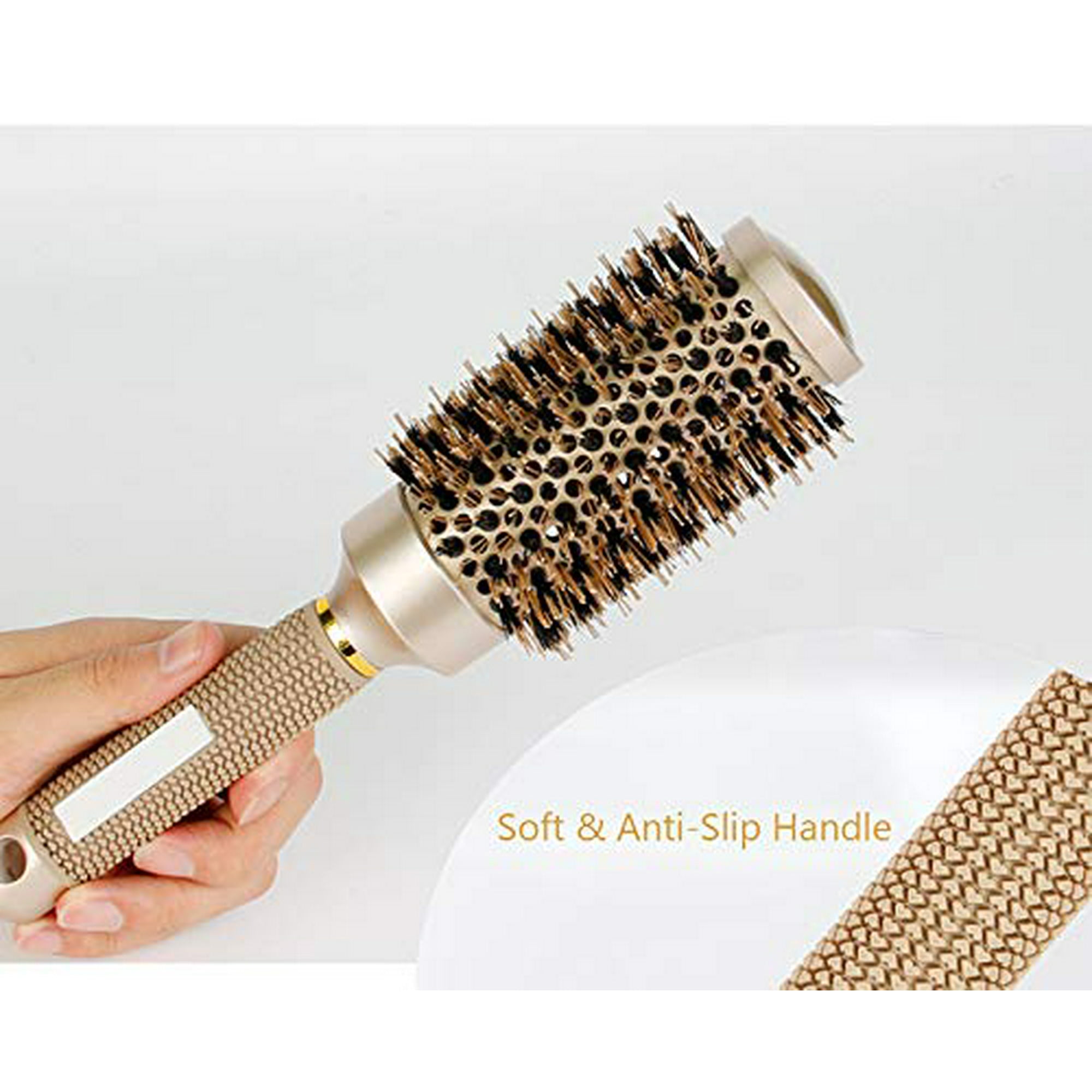 Freedo Nano Thermic Ceramic Ionic Round Barrel Hair Brush With Boar Bristle Best Roller Hairbrush For Blow Drying Curling straightening Volume sh