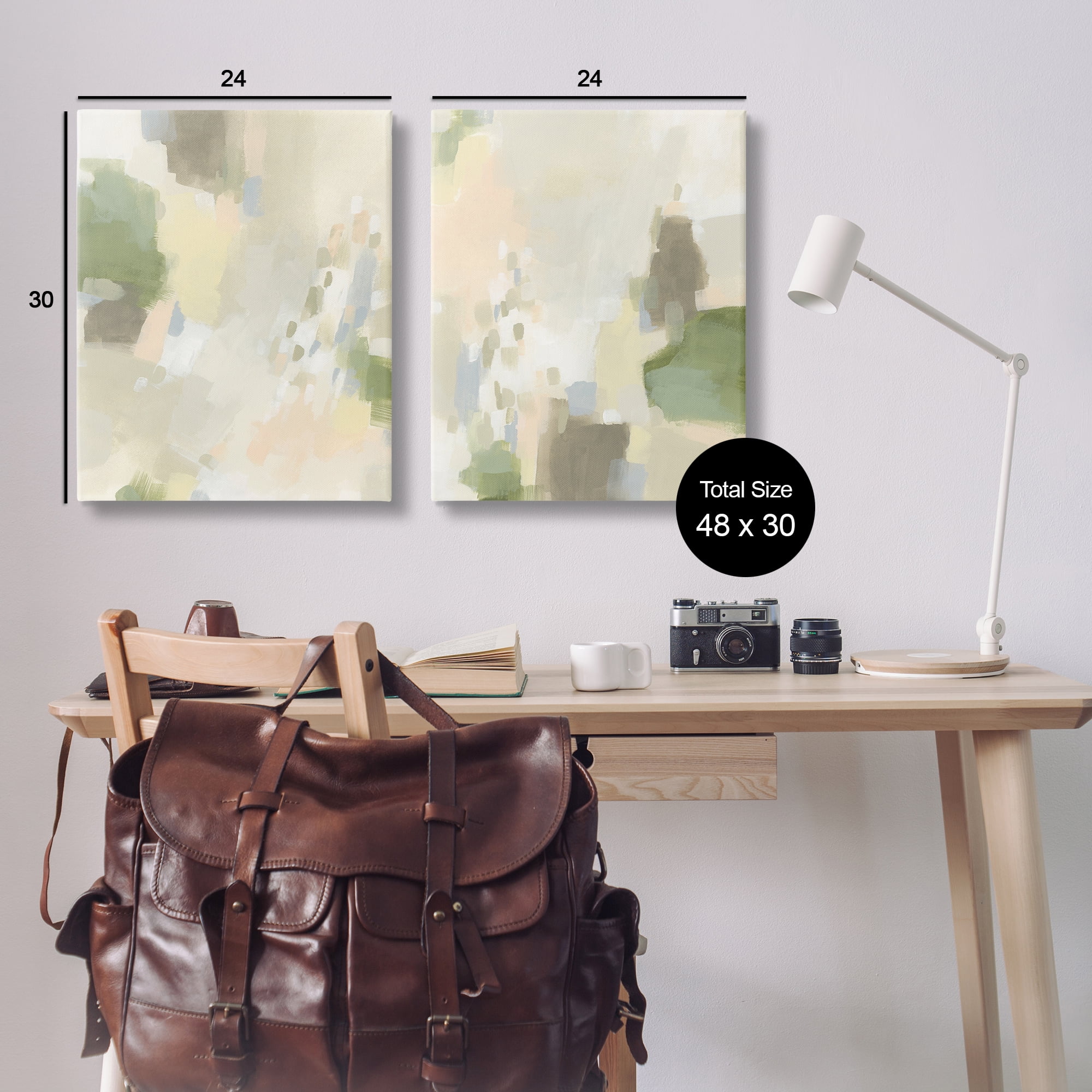 Stupell Industries Beige Abstract with Speckles Abstract Painting Wrapped Canvas Art Print Wall Art, 24 x 30, Set of 2