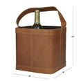 thumbnail image 3 of DecMode 9" x 17" Brown Leather Handmade 4 Bottles Wine Holder with Carrying Handle, 1-Piece, 3 of 7