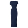 thumbnail image 4 of Wdgfv Women's Basic Summer Casual Lounge Long Dress Elegant Short Sleeve Crew Neck Bodycon Maxi Dresses, 4 of 5