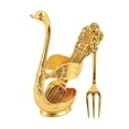 thumbnail image 2 of Metal Decorative Swan Base Holder Set Dessert Forks Dinnerware Set Appetizer Forks Teaspoons for Hotel Wedding Restaurant Kitchen Decoration Fork Aureate, 2 of 8