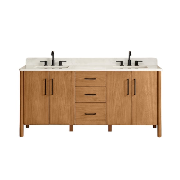 Altair-15 72" Double Bathroom Vanity in Mango Brown with Grain White