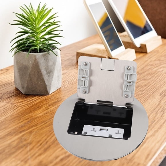 Floor Socket, 2 Sockets Recessed Water Resistant 2 USB Ports Floor Outlet for Shopping Mall