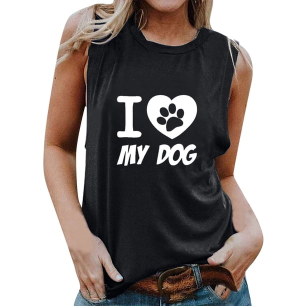 Tops casuales sexys de verano sin mangas para mujer Tops de chaleco sin mangas con estampado de cuello redondo regular Pompotops lopia994759