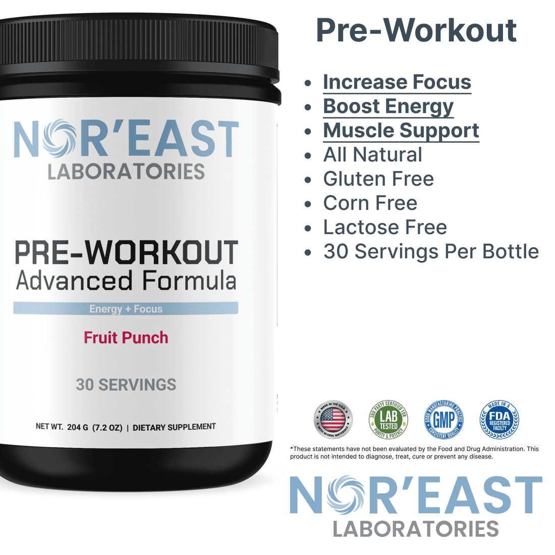 Nor'East Laboratories Pre-Workout – Dietary Supplement, 30 Servings