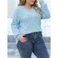 thumbnail image 3 of SUNSIOM Women's Plus Size Knitted Pullover Tops Ribbed Long Sleeve Wrap V-Neck Jumper Fall Winter Tops, 3 of 6