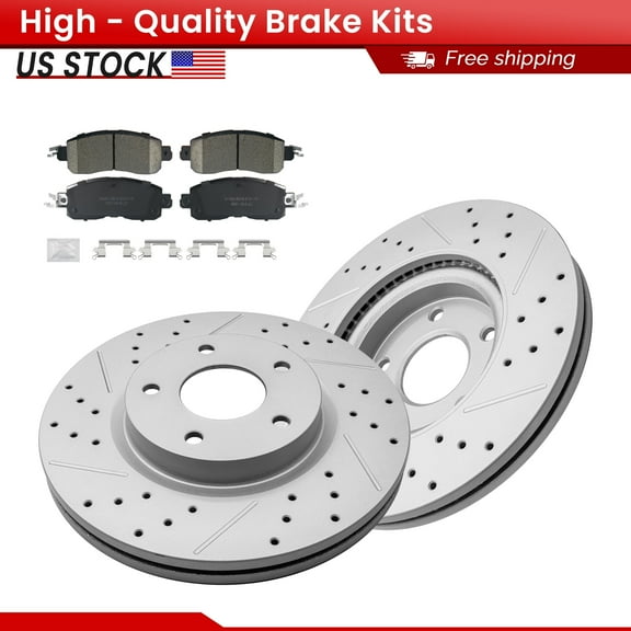 ACB ZONE Front Brake Kits for 2014-2024 Nissan Altima 2013 Altima Sedan, Drilled Slotted Disc Brake Rotors and Ceramic Brake Pads