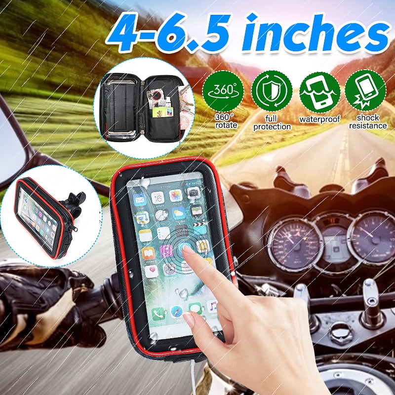 Universal Waterproof Cell Phone Pouch Bicycle & Motorcycle Handlebar Phone Mount Holder Cradle with 360 Rotate for Smartphone up to 6.4 FANFX Bike Handlebar Bag