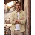 thumbnail image 6 of Long Sleeve Oxford Shirts for Mens Casual Button Down Dress Shirt Work Business Solid Shirts Khaki, 6 of 9