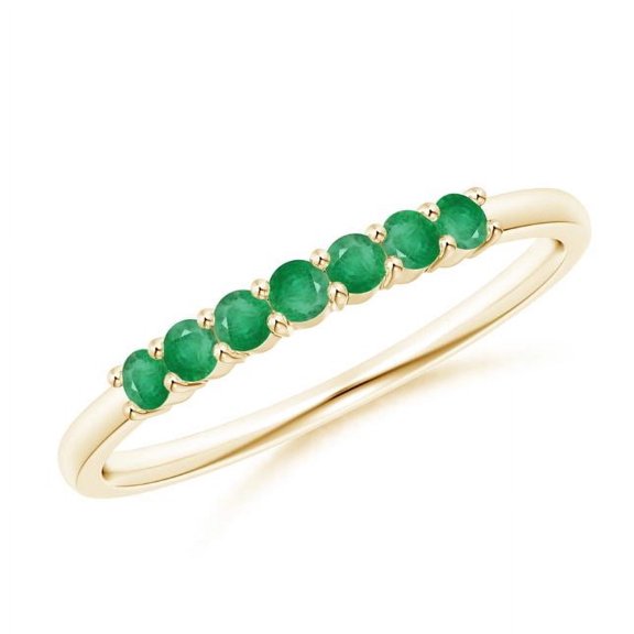 Round Shape Green Emerald Eternity Band Ring Women 925 Sterling Silver Yellow Gold Plated May Birthstone Engagement Anniversary Gift Gemstone Jewelry